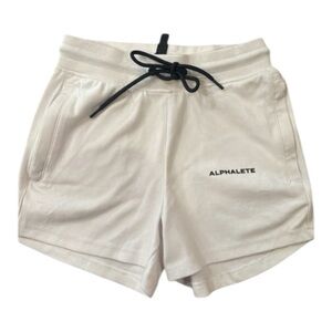 ✨ NWT Alphalete Essential Core Shorts, White w/ Black Drawstring – Small